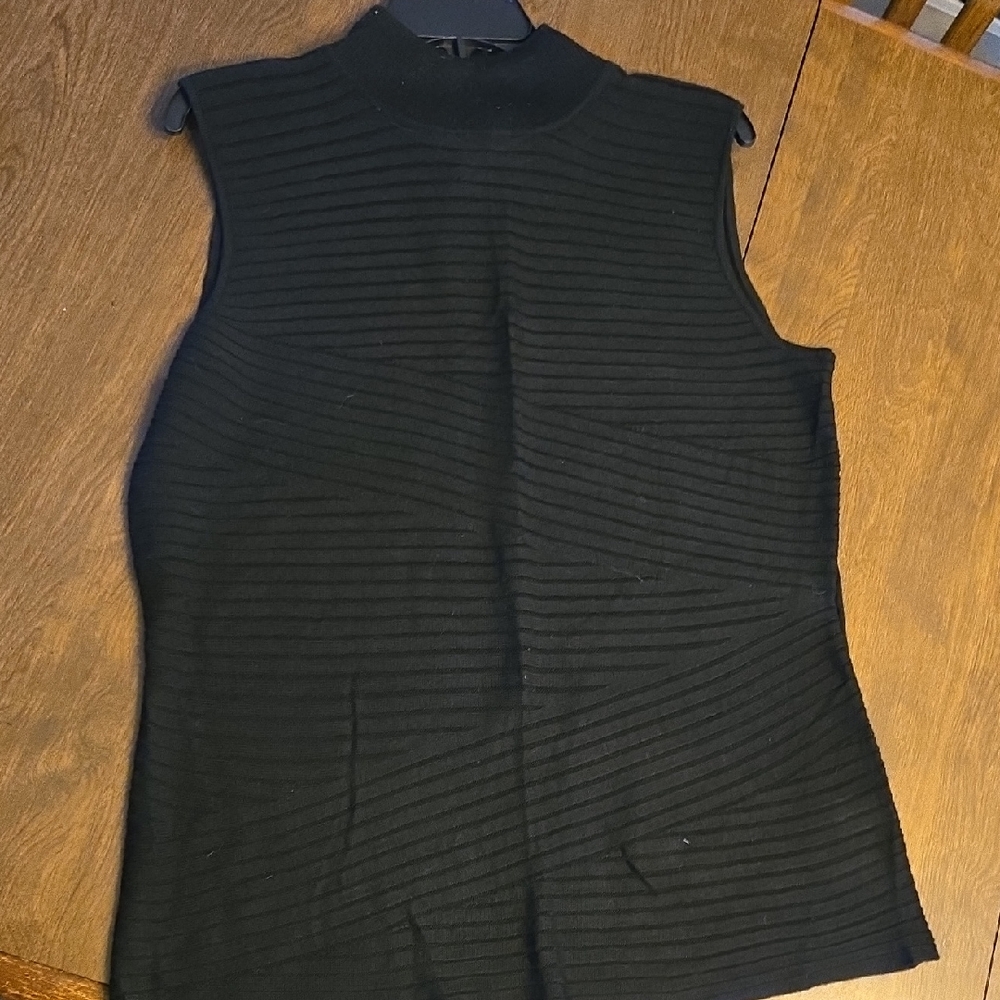 Dana Buchman Black Ribbed Sweater Tank Top